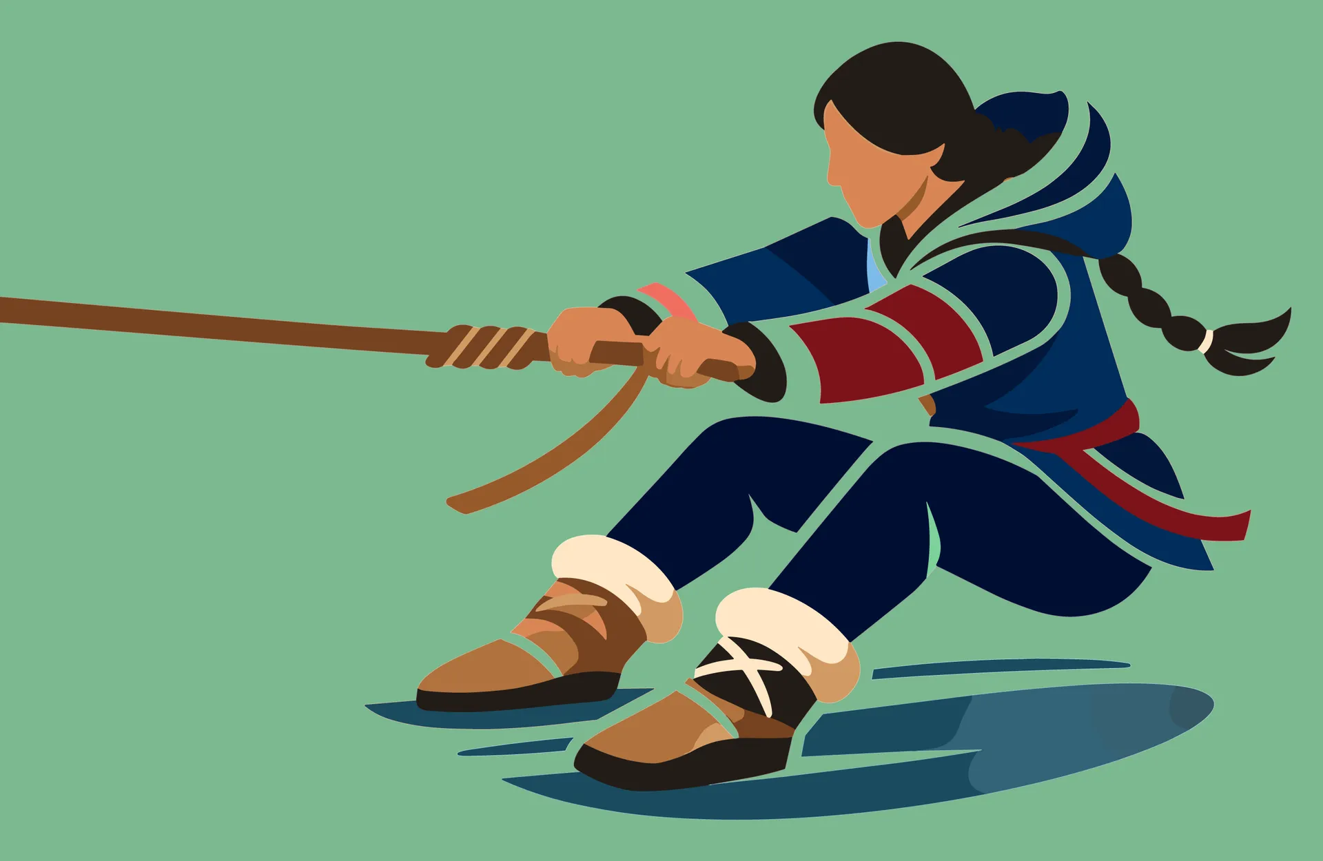 Illustration d'une personne tirant sur une corde lors d'une épreuve.